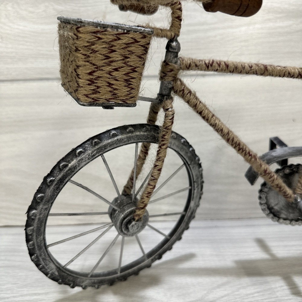 Rustic Metal Wood Rope Decorative Bicycle 21x10.5" Shelf‎ Table Decor - Picture 2 of 7
